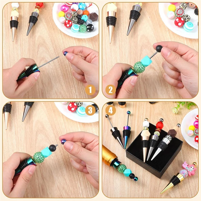 F-F 25Pcs Beadable Wine Stoppers For Wine Bottles Decorative Beaded Wine Bottle Stopper Alloy Wine Saver Reusable Easy To Use
