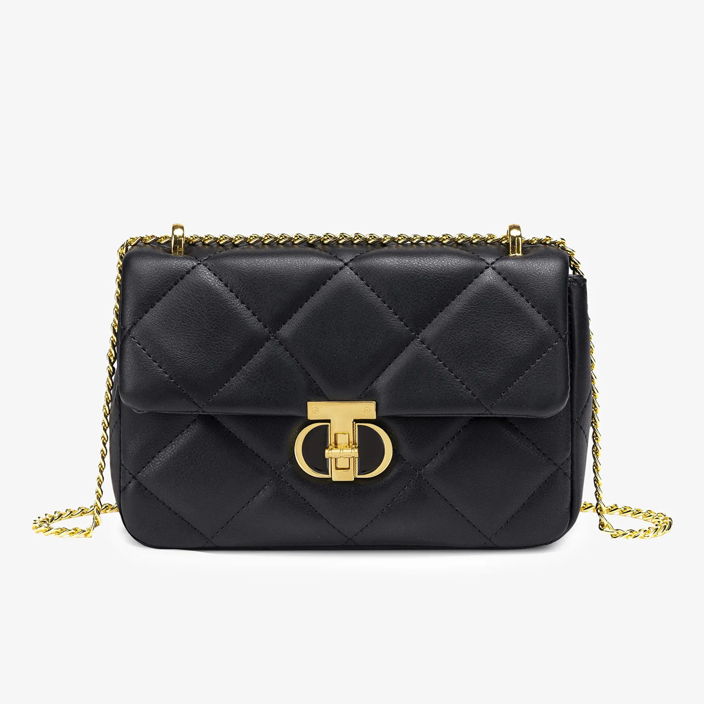 Diamond-pattern chain bag women's new stylish crossbody bag versatile genuine leather shoulder bag fashionable mini