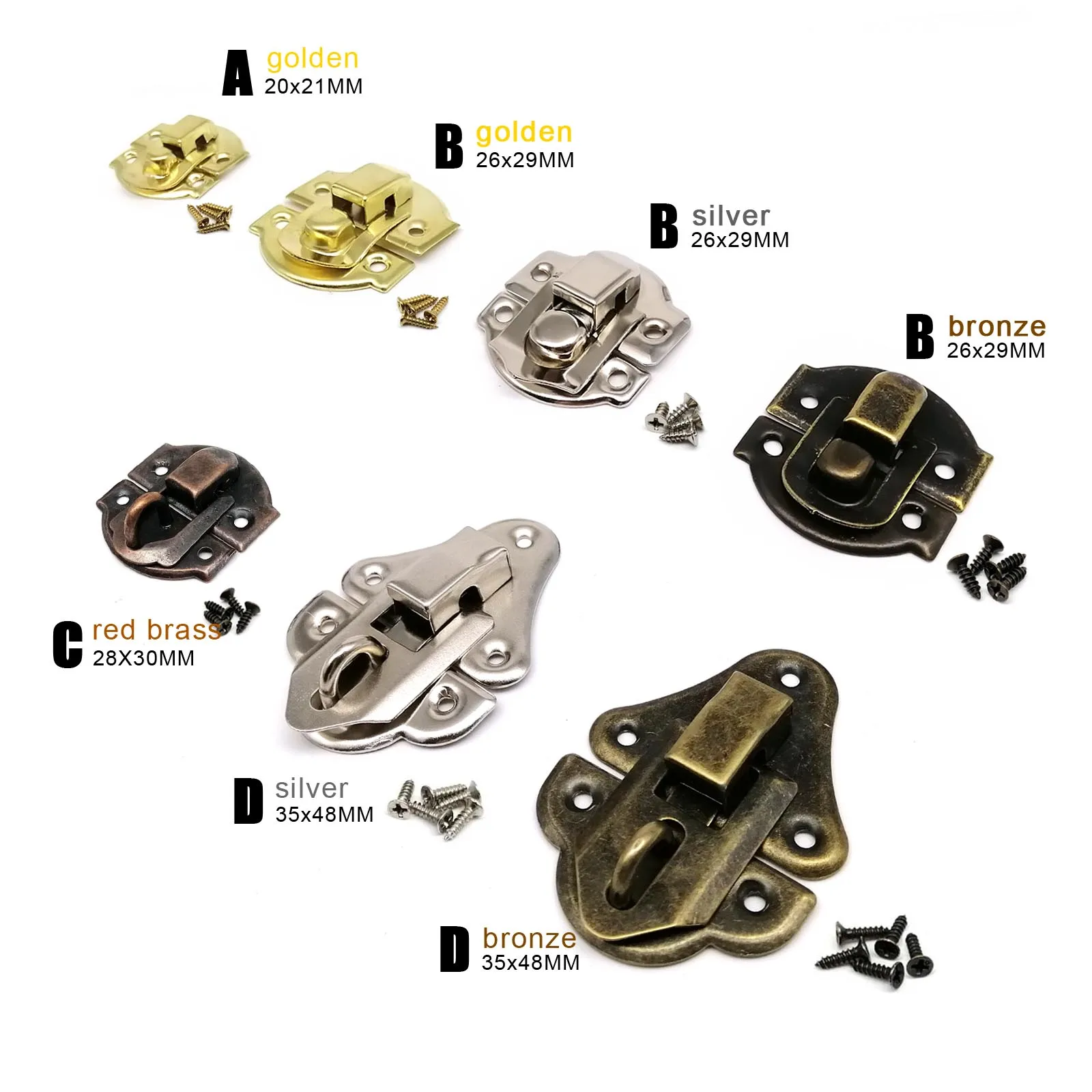HZYUEGOU Mini Kleine Goldene Silberne Bronze Schmuck- und Weinkiste aus Holz mit Knebelverschluss, Haspe und Haken, abschließbar, mit Schraubverschluss – Detail 2