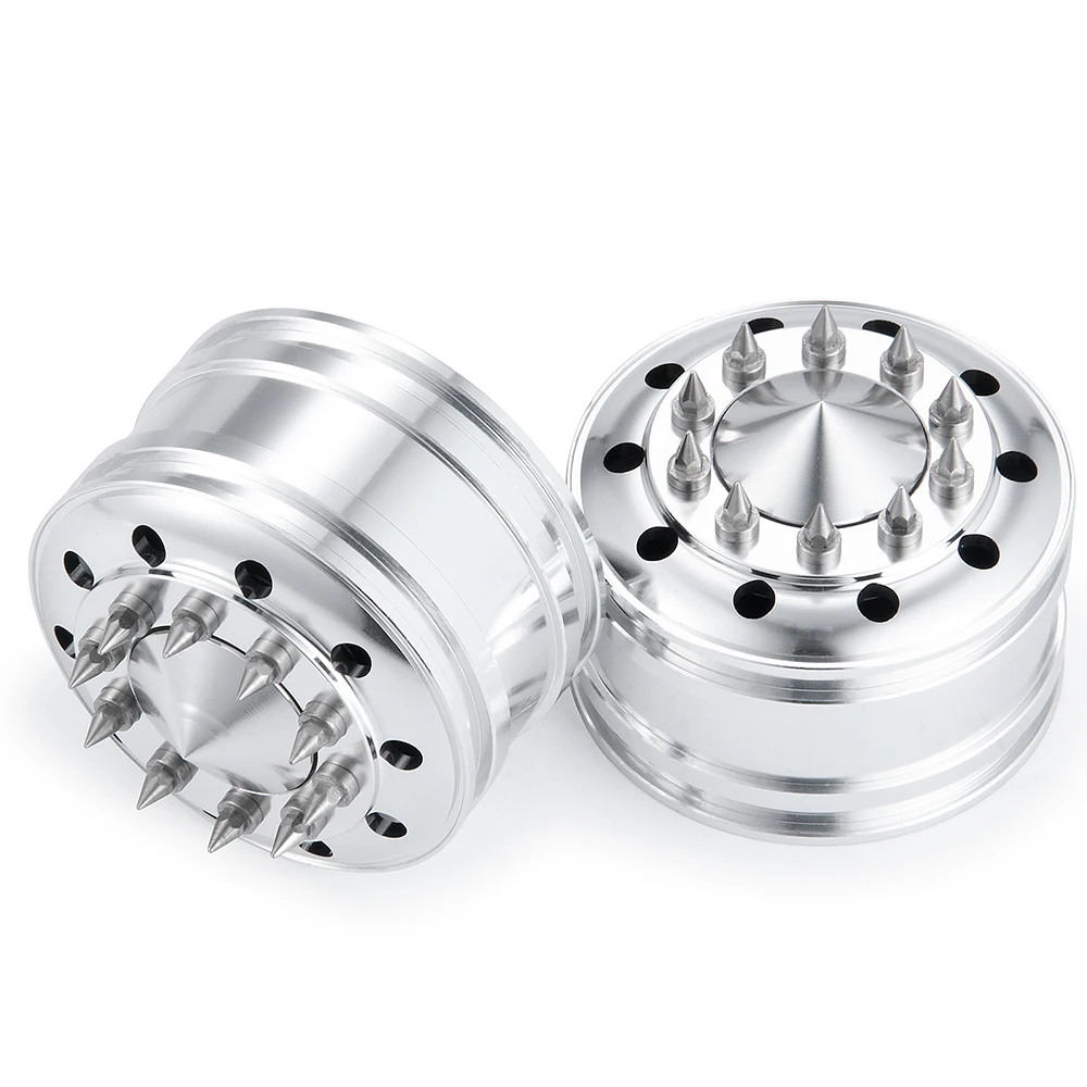 TRINOOD Aluminum Front Wheel Hub Rims for 1/14 Tamiya Truck Tractor VOLVO MAN 770S R470 R620 FH12 Upgrade Parts