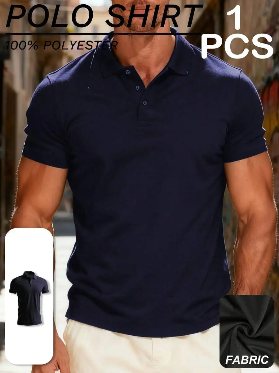 

Men's Short Sleeve Breathable Polyester Polo Shirt for Casual & Sports