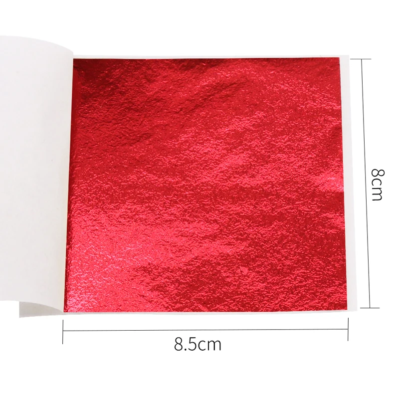 100 Sheets 8*8.5cm Red Foil Leaf Taiwan Alloy 13*13.5cm Gold Foil Leaf,Gilding Glue Colorful Sheets Paste Furniture Lines