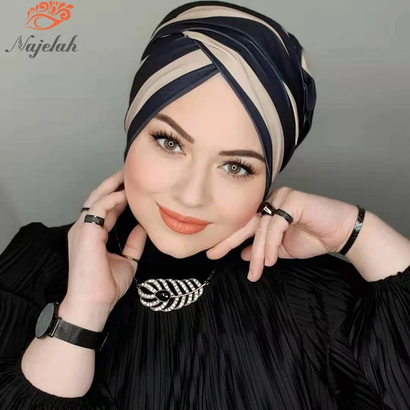 Hijab femme musulman ramadan abaya mujer turbante ropa pañuelos islam pañuelos para el pelo Gorro islámico de tipo Hijab Abaya para mujer, bufanda
