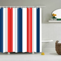 Stripe Decorative Geometric Shower Curtain Red Blue Wave Bath Curtains For Bathroom Home Decor Polyester Fabric with Hooks