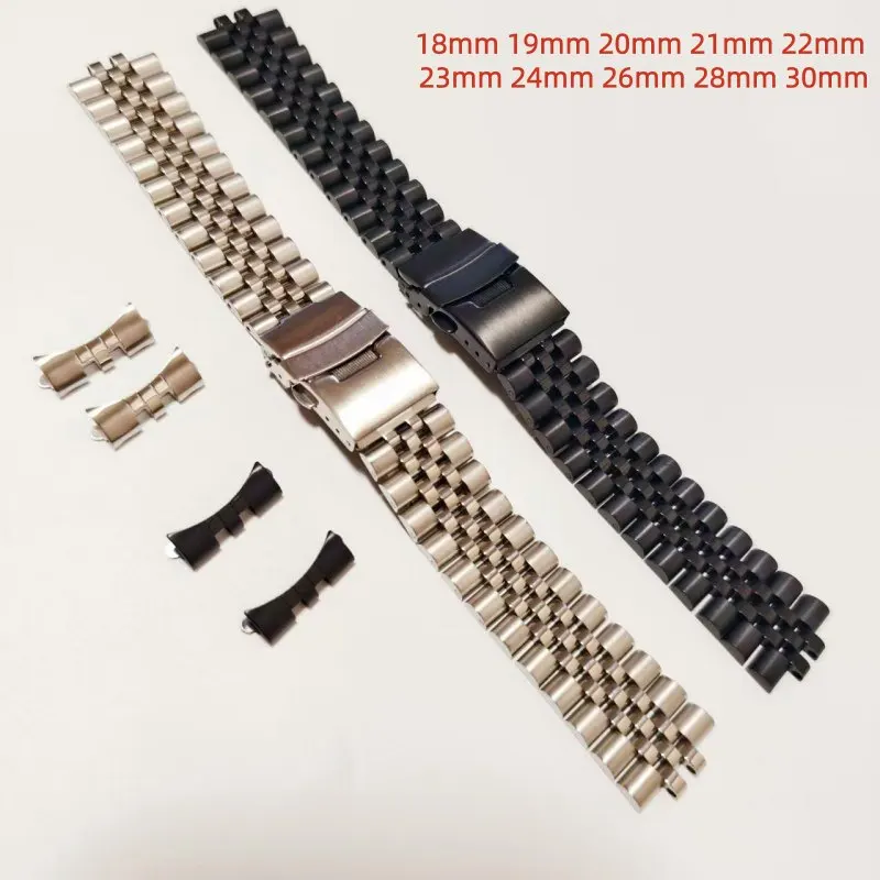 

Jubilee 18 мм, 19 мм, 20 мм, 21 мм, 22 мм, 24 мм, 26 мм, 28 мм, 30 мм, нержавеющая сталь 316L, изогнутый конец, серебристый, золотой ремешок для часов RLX SKX