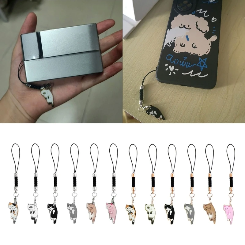 Cat Pendant Phone Strap Lanyard Sweet Cool Girl Keychain Strap Backpack Charm Accessories Car Keys Holder Decor