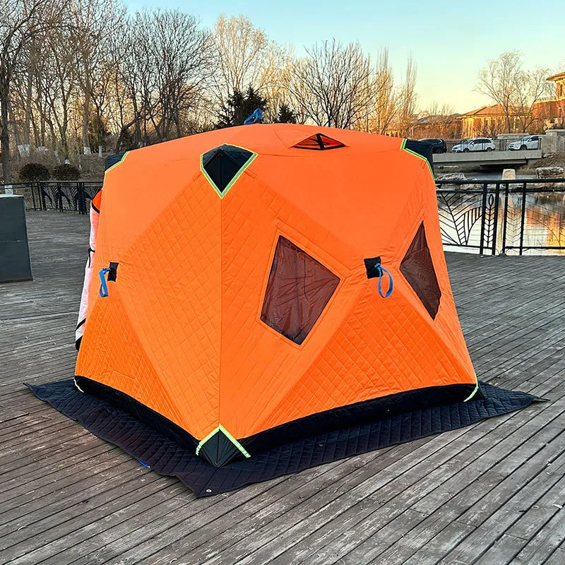 

Hexagon Hub Custom Cube Insulated Fishing Tent Portable Winter Camping Hot Tent for Hiking and Ice Fishing