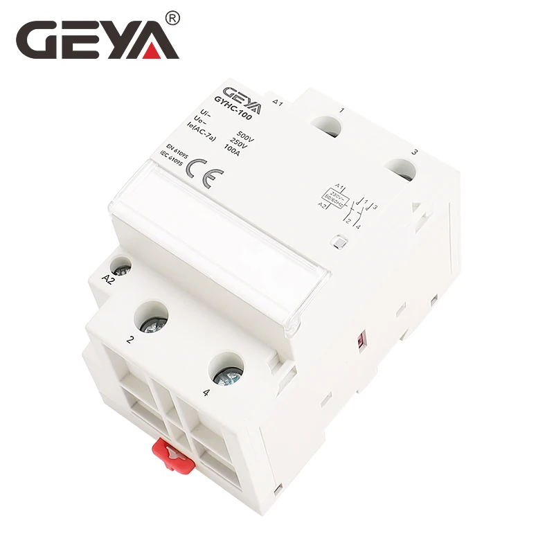 GEYA GYHC 2Pole 100A AC 220V 230V 50/60Hz Din Rail Household AC Modular Contactor Switch Controller Home Hotel Use