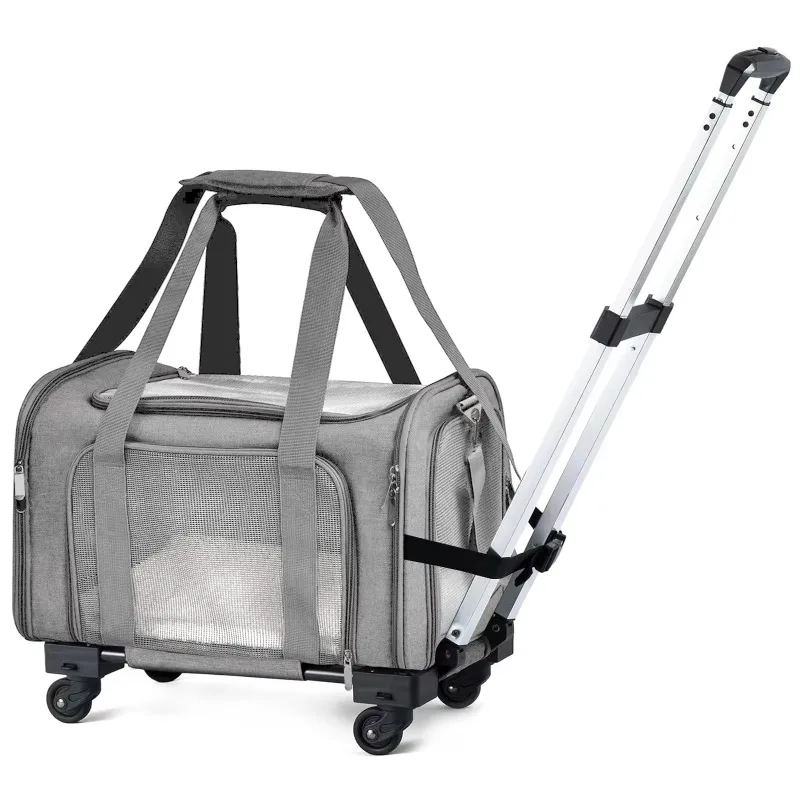 

Dog Travel Basket with Wheeled Stroller Puppy Backpack Stroller