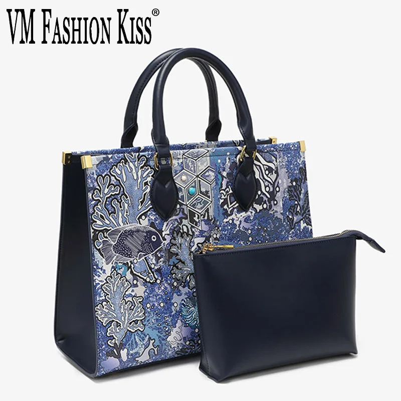 VM FASHION KISS High Quality PVC Women's Handbag Large Capacity Shoulder Bag Animal Printed Shopping Bag Totes Composite Bag