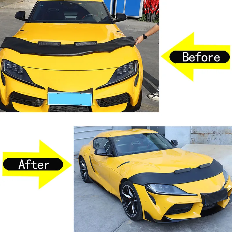 For Toyota GR Supra A90 MK5 2019-2026 PU Leather Car Hood Cover Sand Block Stone Deflector Hood Protection Set Car Accessories