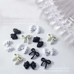 White Black Ribbon Parts Bowknot Resin Nail Charms Jewelry Nails Rhinestone 3D Decorations Manicure Design Japanese Accessories