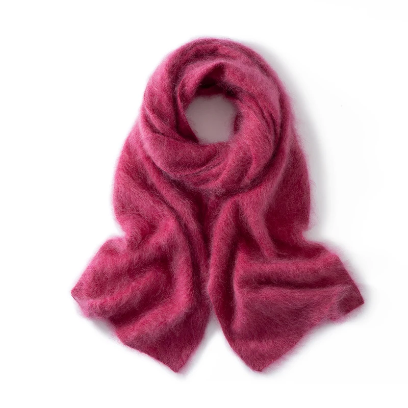 Autumn Winter 100% Goat Cashmere Scarf For Women Outdoor Warm Solid Color Knitted Scarves Soft-Brushed Scarves Female Must-Have