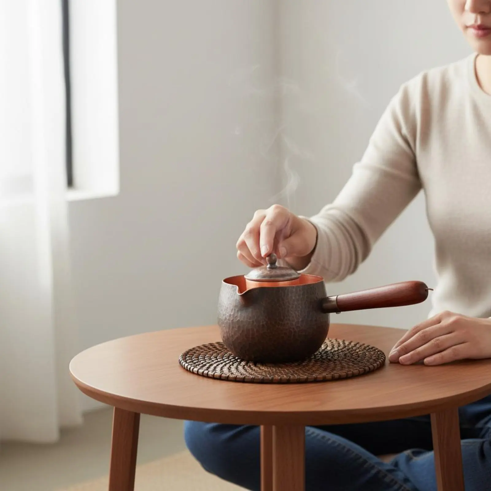 

Boiling Tea Pot Chinese Design Copper Tea Pot Handmade Copper Teapot Thickened Body Gongdao Cup for Cooktop Top