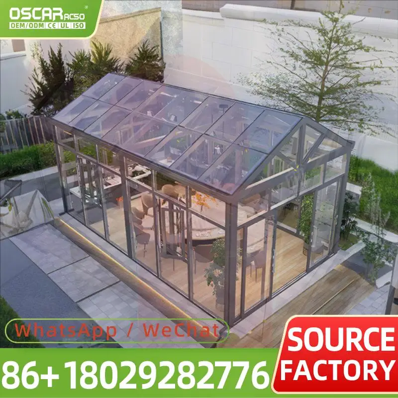 Folding Aluminum Alloy Sunroom with LED Lighting and Anti Slip Flooring Customizable Size in Backyards Courtyards Patios Sun She