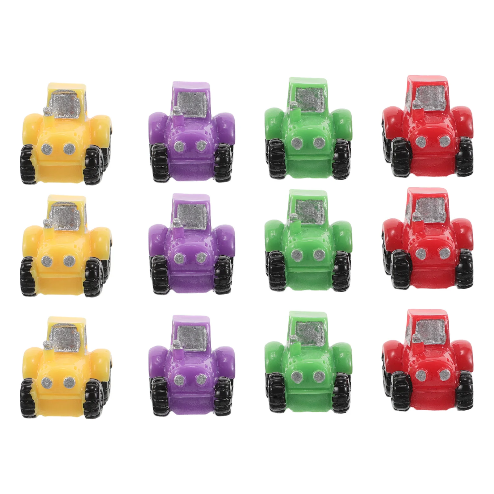 12 szt. Mini Traktory z Żywicy Dekoracje Mikro Krajobraz Modele Realistyczny Design Trwały Materiał Wszechstronne Zastosowanie Kolekcjonerskie Wróżki