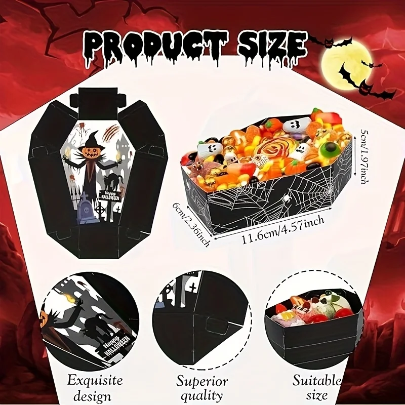 12-Pack Halloween Themed Desktop Organizer Paper Boxes Polygon Shape Miscellaneous Item Storage for Festive Season