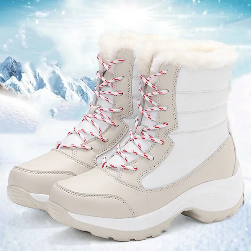 Women's Boots Snow Flat Shoes Women Platform Women Shoes Solid Mid Women's High Boots New Women's Winter Boots Botas Mujer