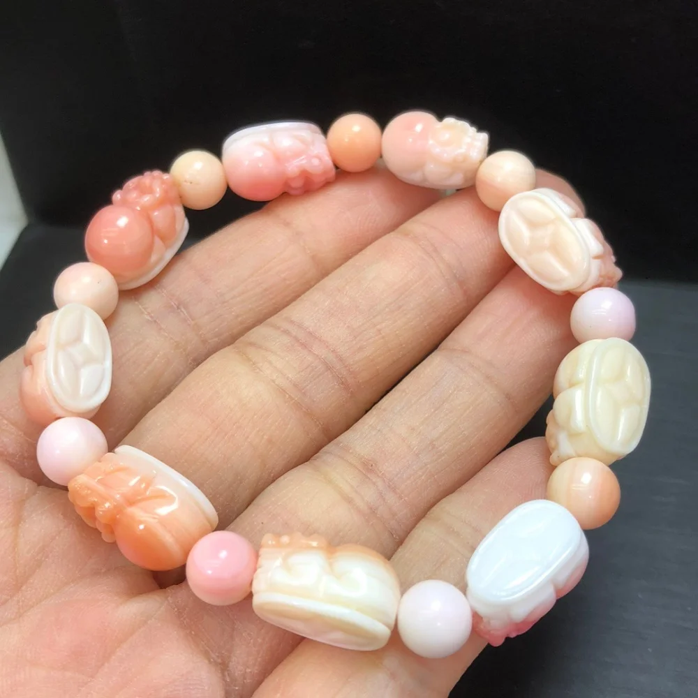 natural-shell-stone-pixiu-bead-bracelet-crystal-healing-fengshui-stone-fashion-gemstone-women-jewelry-gift-1pcs-8x13mm