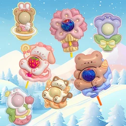 Lollipop Paper Cards Lovely Cartoon Rabbit Bear Children's Day Birthday Party Candy Gift Packaging DIY 3D Decorative Cards