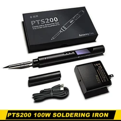 PTS200 100W Electric Soldering Iron Smart Mini Portable Fast Heating Soldering Station Universal TS101/TS100 Tip