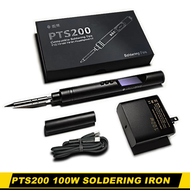 Ferro de Solda Elétrico Inteligente Mini Portátil Estação de Solda de Aquecimento Rápido Universal Ts101 Ts100 Ponta Pts200 100w