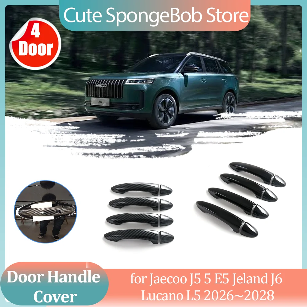 

Car Handle Cover for Jaecoo J5 5 E5 Jeland J6 Lucano L5 2026~2028 2027 Carbon Fiber Black Door Trim Strip Cap sticker Accessorie