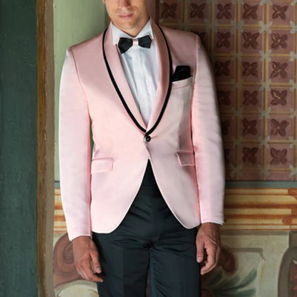

Elegant Suits for Men Fashion Shawl Lapel One Button Male Blazer Party Dinner Wedding Tuxedo 2 Piece Casual Suit Slim Fit 2023