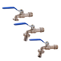 Blue Industrial and Home Irrigation Zinc Alloy Garden Bibcocks with Dual Nipple and Outdoor Balcony Faucet Bathroom Faucet
