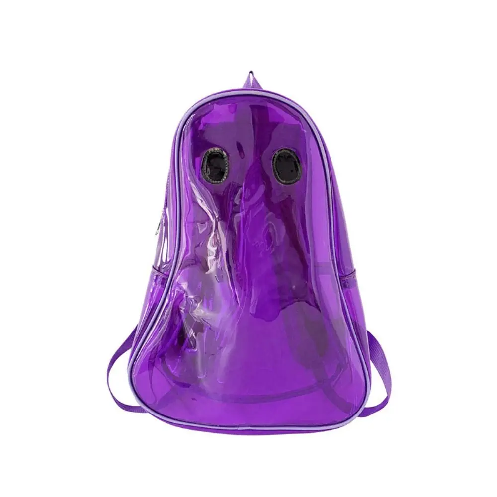 

Dots Students Transparent PVC School Bag Candy Color Zipper Halloween Ghost Clear Backpack Storage Bag Handbag