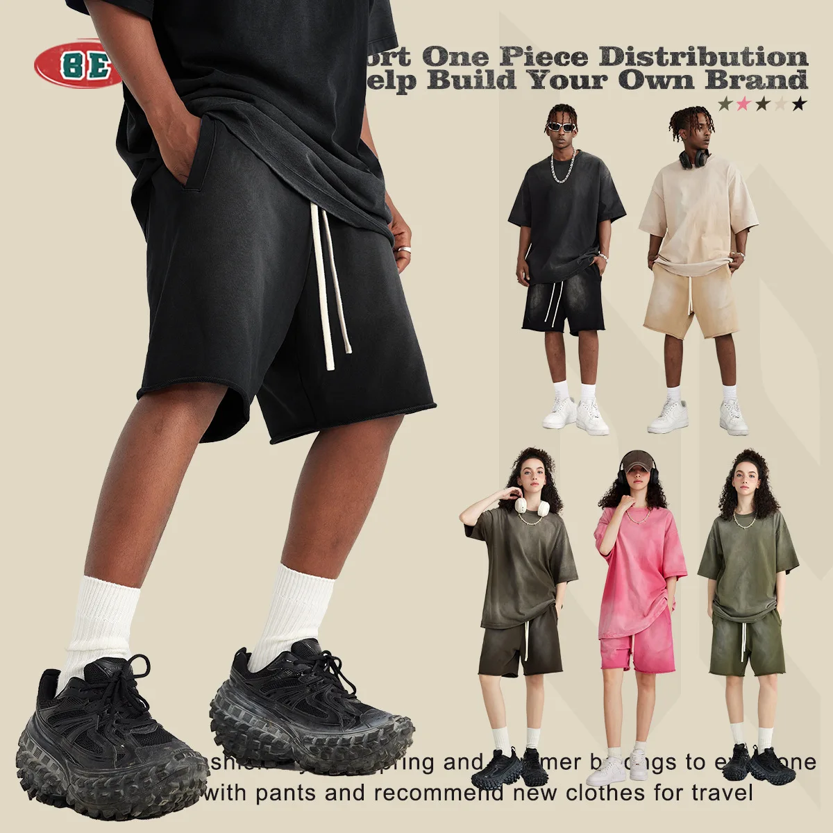 

Youth Men's Summer orts Waed adual Color Blo Monkey Brand Five-Point Mid-Calf American Sle Cotton Spor orts