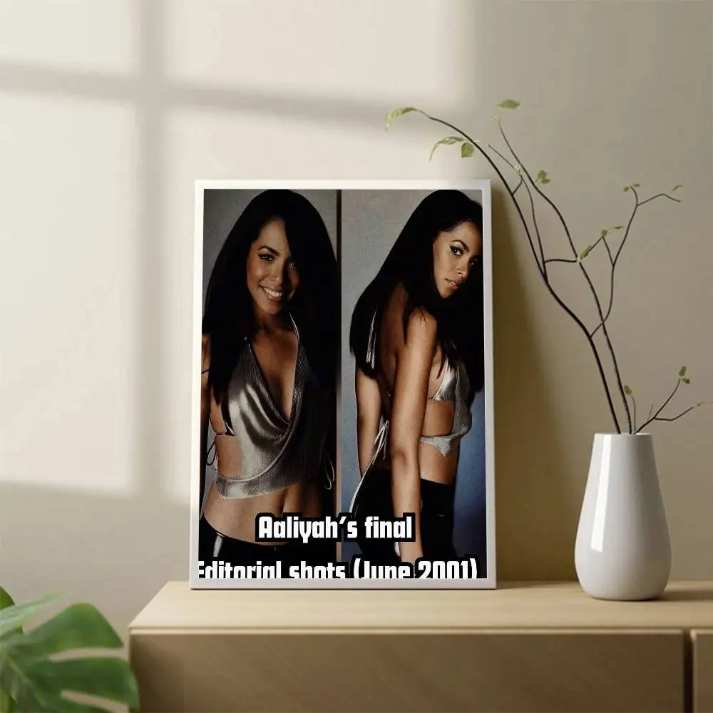 المغني والممثل الأمريكي-Aaliyah ملصق فني ذاتي اللصق مقاوم للماء ورقة ملصق مقهى بار غرفة جدار ديكور #6