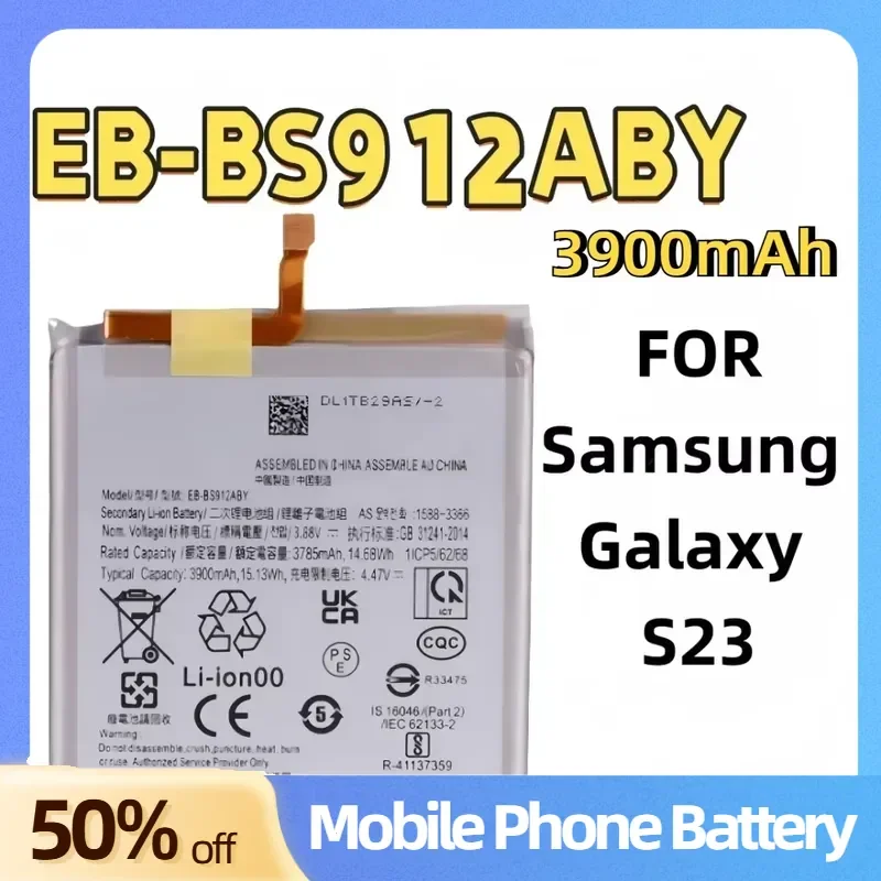 

New 3900mAh EB-BS912ABY Replacement Battery For Samsung Galaxy S23 Long Lasting Mobile Phone Battery Accessories
