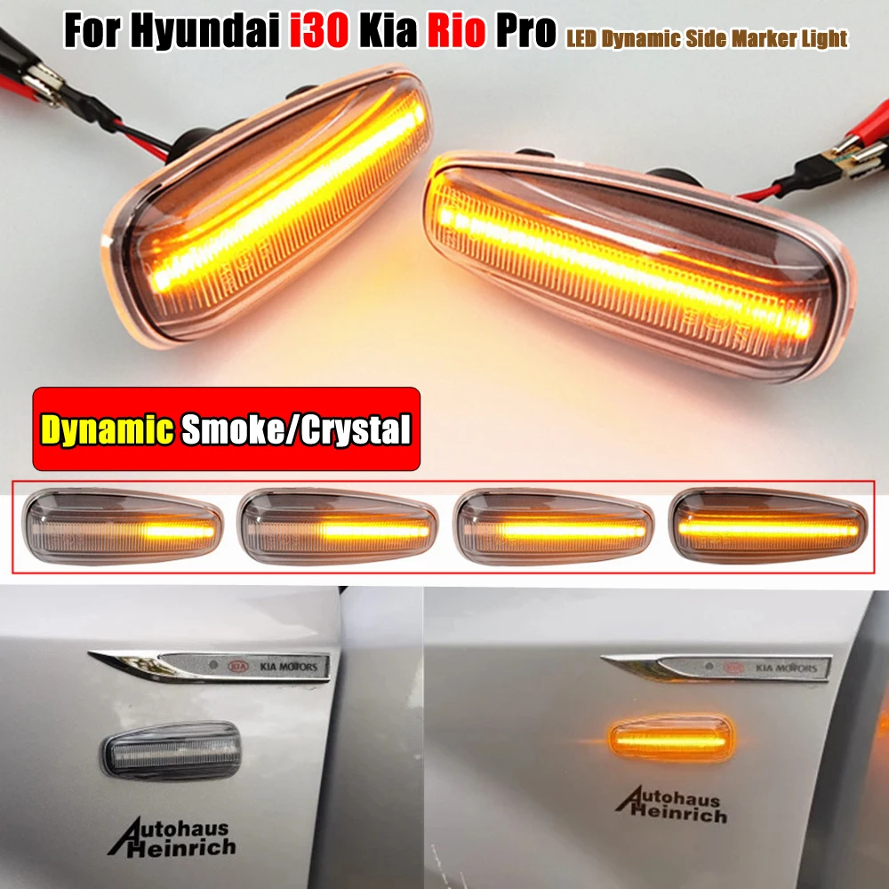 LED Dynamic Side Marker Turn Signal Light Sequential Blinker Lamps For Hyundai Elantra i30 Azera Avante Kia Rio 3 Ceed ED Carens