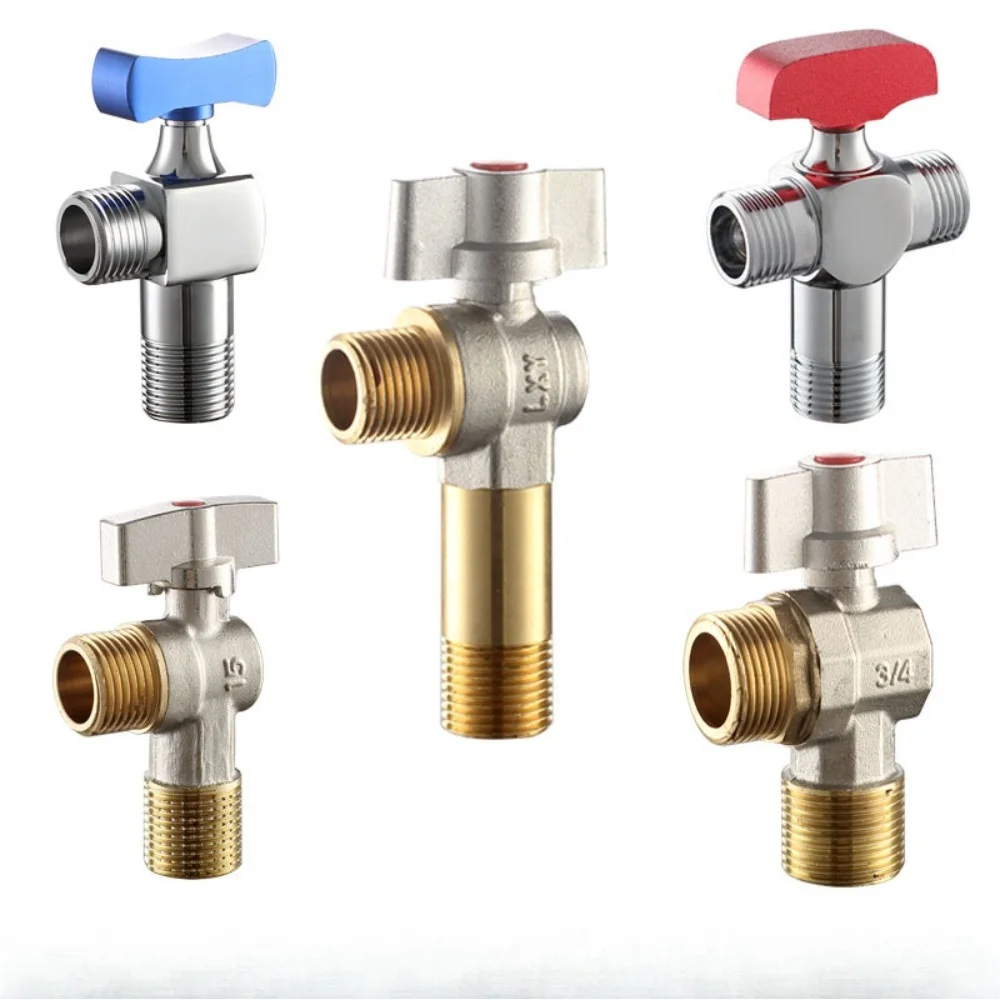 النحاس G1/2 "صمام كروي لمدخل المياه الساخنة والباردة للحمام بالوعة المطبخ المرحاض اتصال صمام التوقف منظم ضغط المياه