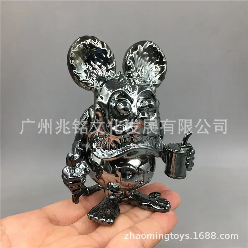 Rat Fink 11cm Mouse Anime Figures Toy American Car Modification Culture Car Decoration Model Doll Electroplated Edition Gift