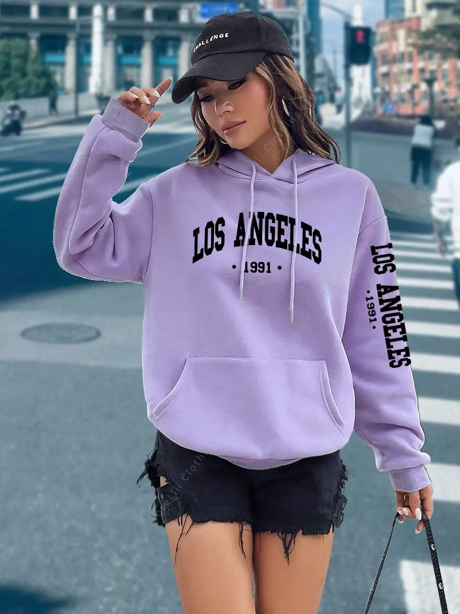 Damenkleidung Ästhetische Hoodies Herbst Winter Los Angeles Oberteile Hochwertige Sweatshirts Kapuzenshirt Modische Damen-Hoodies