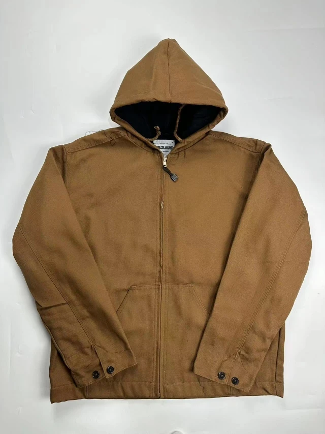 

Мужская повседневная уличная куртка из канваса с эффектом потертости, в стиле хип-хоп, на флисовой подкладке, с капюшоном, рабочая одежда, осенне-зимнее пальто на молнии