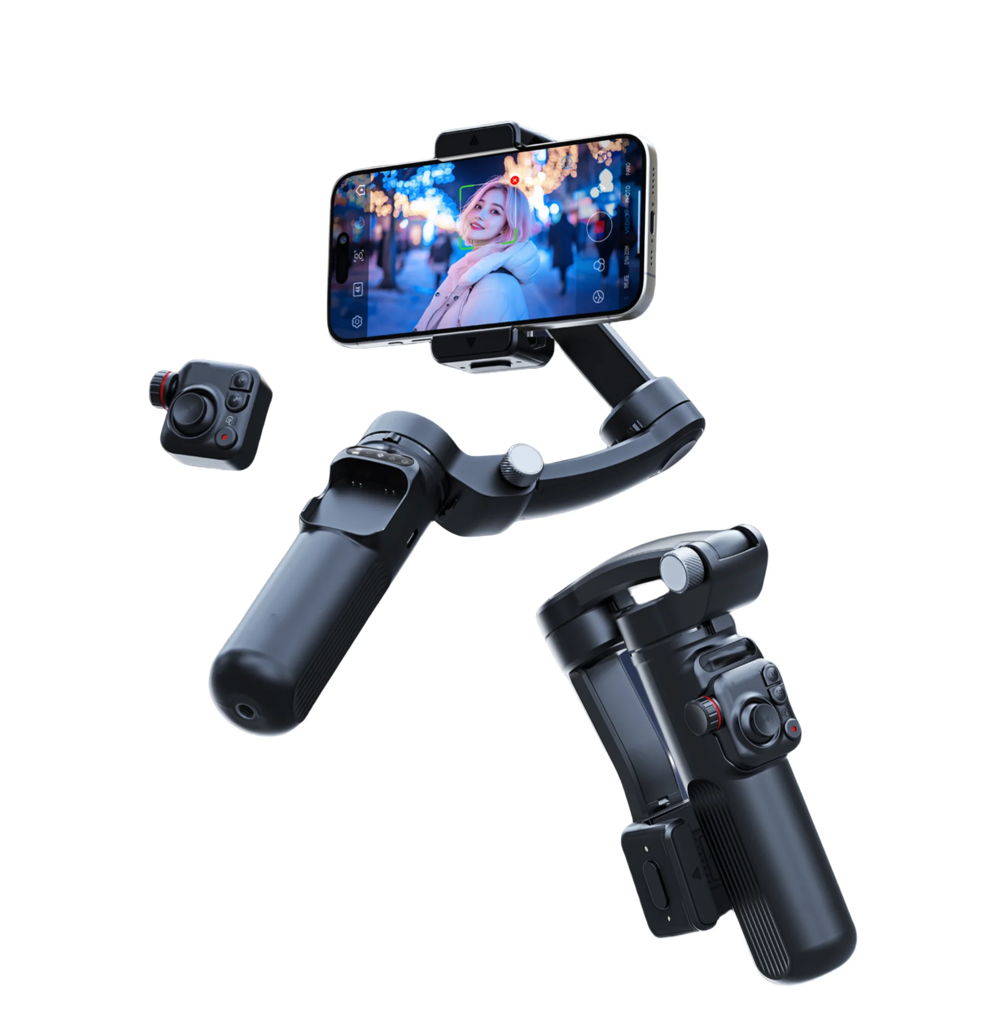 NEW 2024 M02 3 Gimbal Stabilizer AI Face Tracking Camera Dedicated App -Shake Stand Portable Foldable Smartphone Tripod