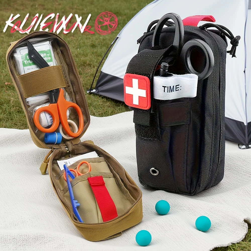 Tactical First Aid Kit Tourniquet Medical Rescue Molle Pouch Survival Gear for Camping Hiking Emergency Preparedness