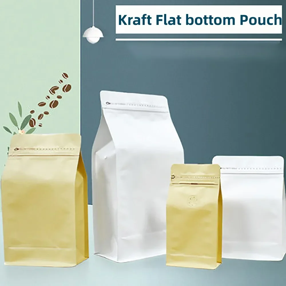 50PCS 100% Food Grade Flat Bottom Pouch with Zipper Custom Printed Morinaga Powder Tea Bags Pack 1kg Coffee Bag With Valve