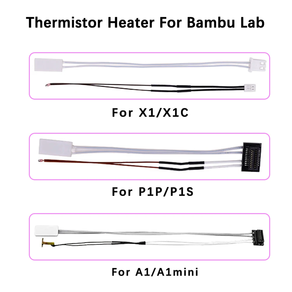 

For Bambu Lab A1 A1mini P1P P1S X1 X1C Thermistor + Ceramic Cartridge Heater For Bamboo Hotend Heating Tube 3D Printer Parts