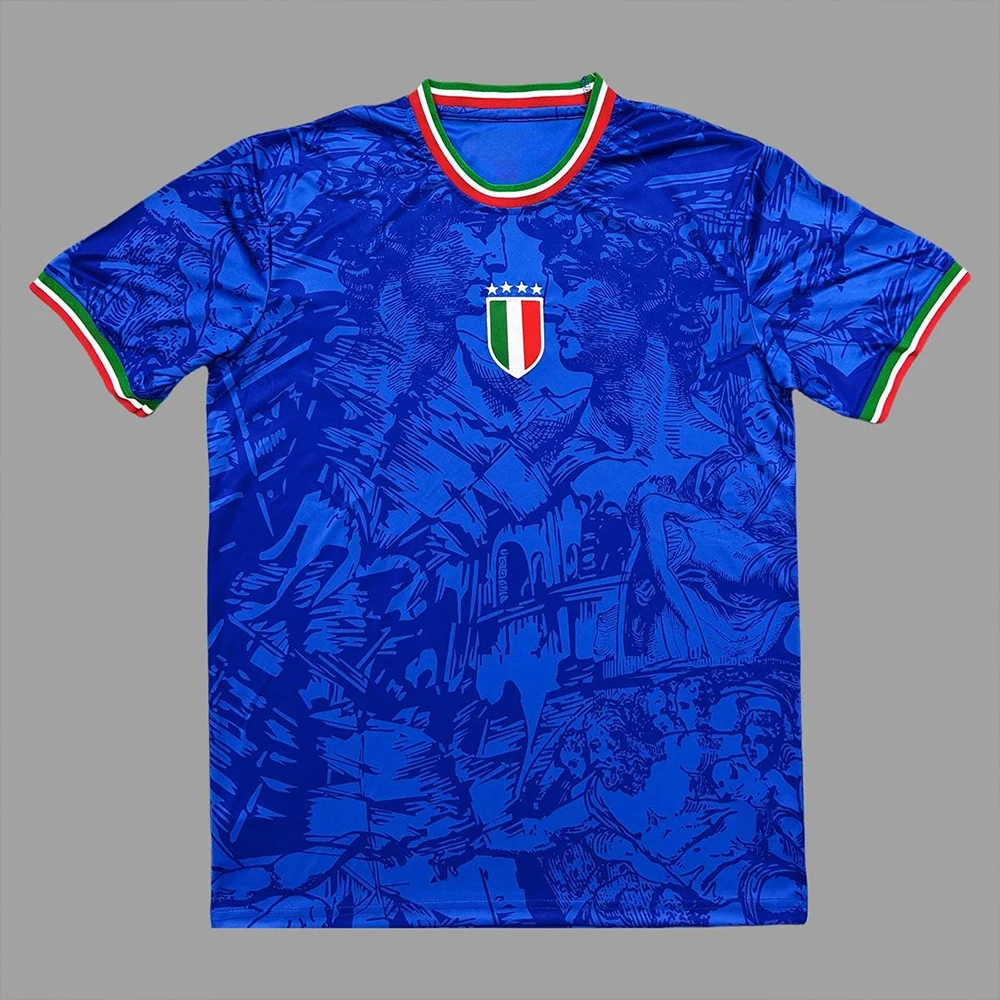 Italien Team 2026 Konzept Fußballtrikot Herren Sport Schnelltrocknend Atmungsaktiv Übergroßes T-Shirt Fan-Trainings-Fußballtrikots 6XL Oberteile – Detail 5