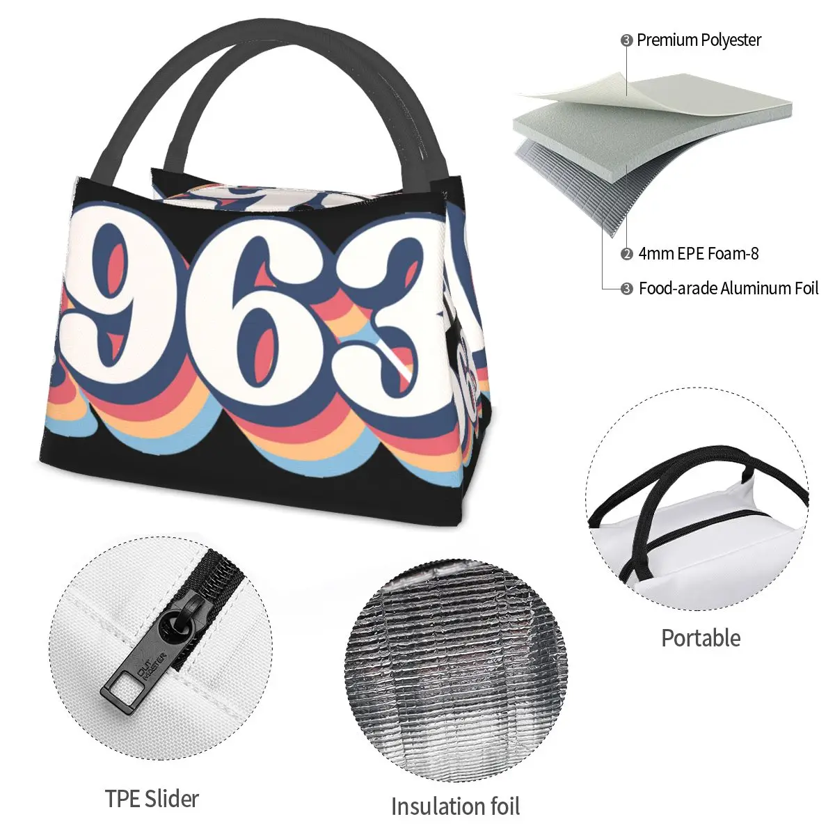 1963 Logo Portable insulation bag for Cooler Thermal Food Office Pinic Container