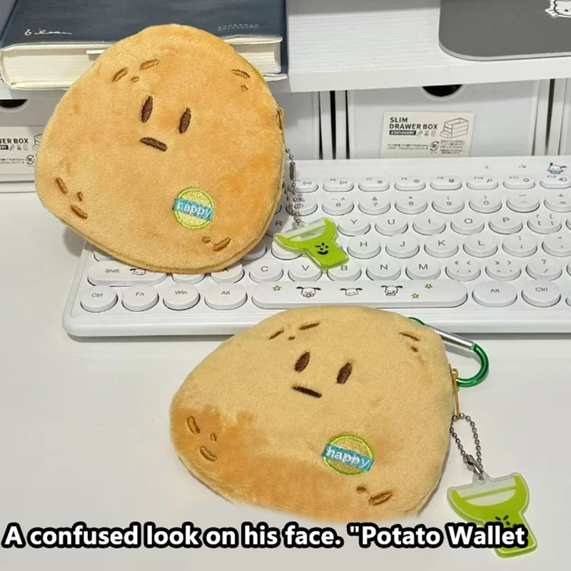 Cartoon Portable Potatoes Coin Purse Plush Keychain Pendant Earphone Storage Bag Cosmetics Storage Bag