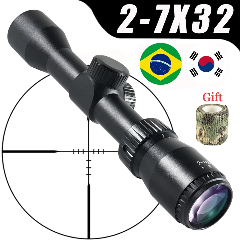 

2-7x32 SFP Cross Reticle Tactical Optics Rifle Scope Outdoor 25.4mm Tube Hunting Gun Accessoirey Sight Fit 11/20MM Rail Mount