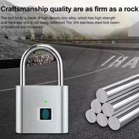 Smart Fingerprint Padlock Waterproof Rust Prevention Fingerprint Keyless Door Lock Rechargeable Security Padlock for House