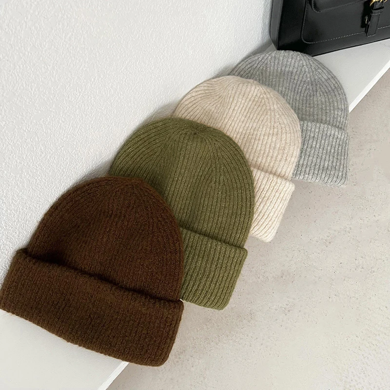 

Luna&Dolphin Women Japanese Simplicity Woolen Hat Ins Big Head Circumference Pile Hats Winter Autumn Warm Soft Knitted Cap