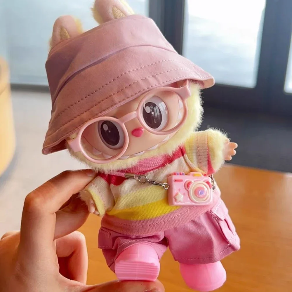 

For Labubu Doll Clothes V1 V2 V3 Cartoon Cute Striped T-shirt Shorts Suit Trendy Glue Doll Clothes Suit Peripheral