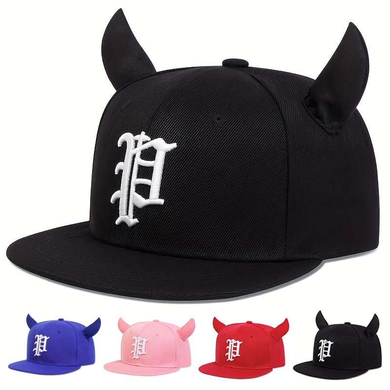 Gorras de béisbol informales ajustables para exteriores, gorros de hip-hop con cuerno de buey bordado de letras con personalidad Unisex, gorra de protección solar, gorra deportiva de Golf